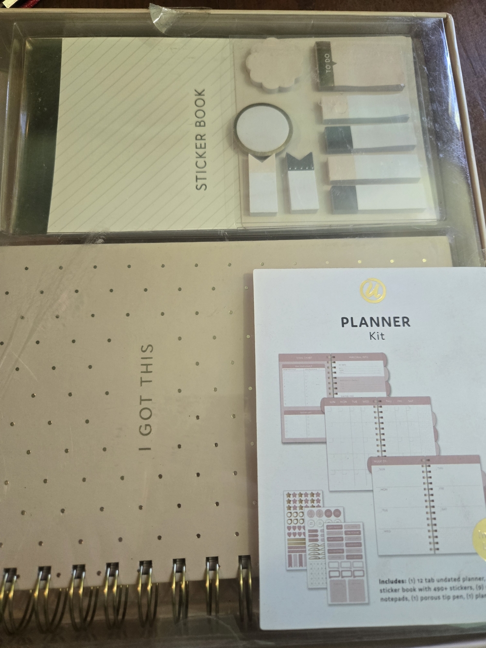 Neutral Beige "I Got This" Planner Kit with Sticker Book
